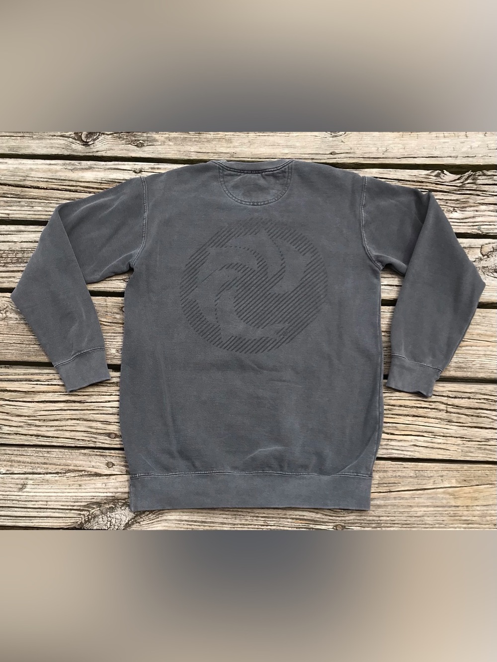 Mens S WRV Wave Riding Vehicles Washed Grey Black Graphic Pullover Sweatshirt